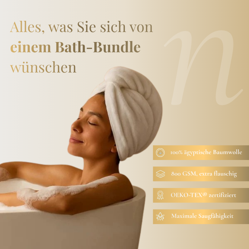 Écru Blanc Bade-Set — 800 GSM (16-teilig)