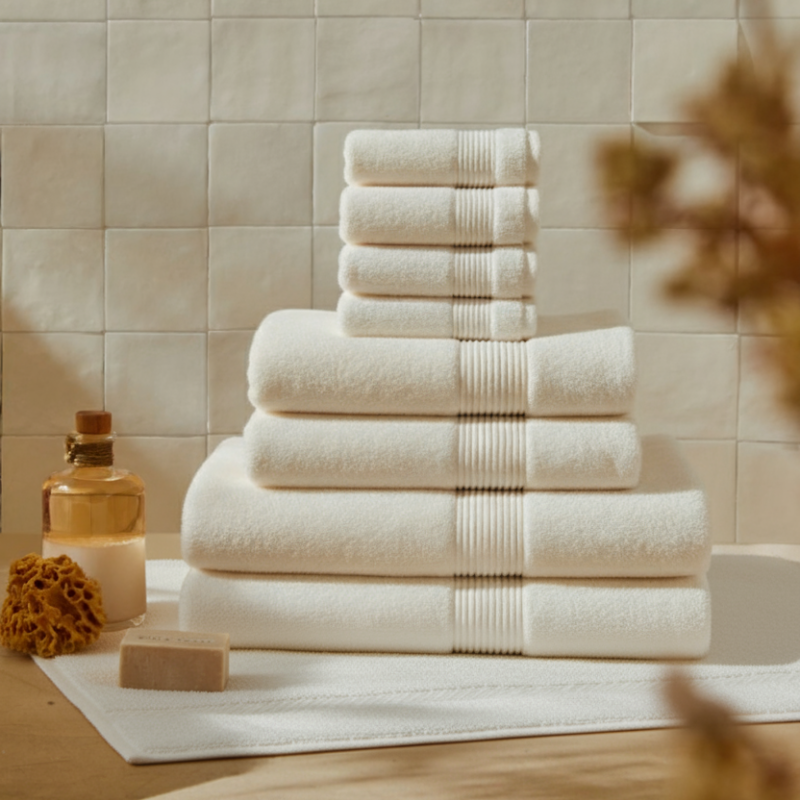 Écru Blanc Bade-Set — 800 GSM (8-teilig)