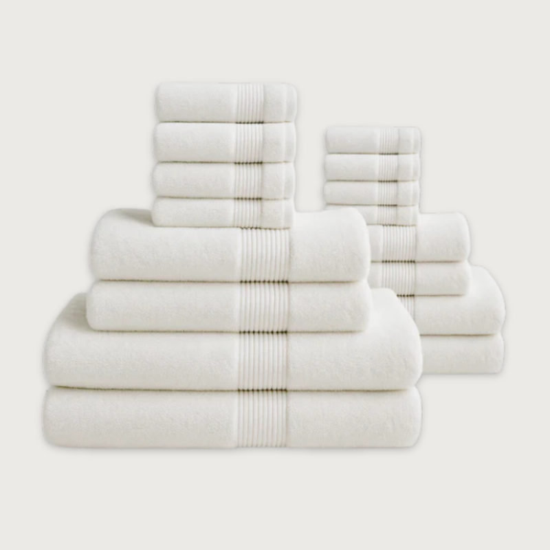 Écru Blanc Bade-Set — 800 GSM (16-teilig)
