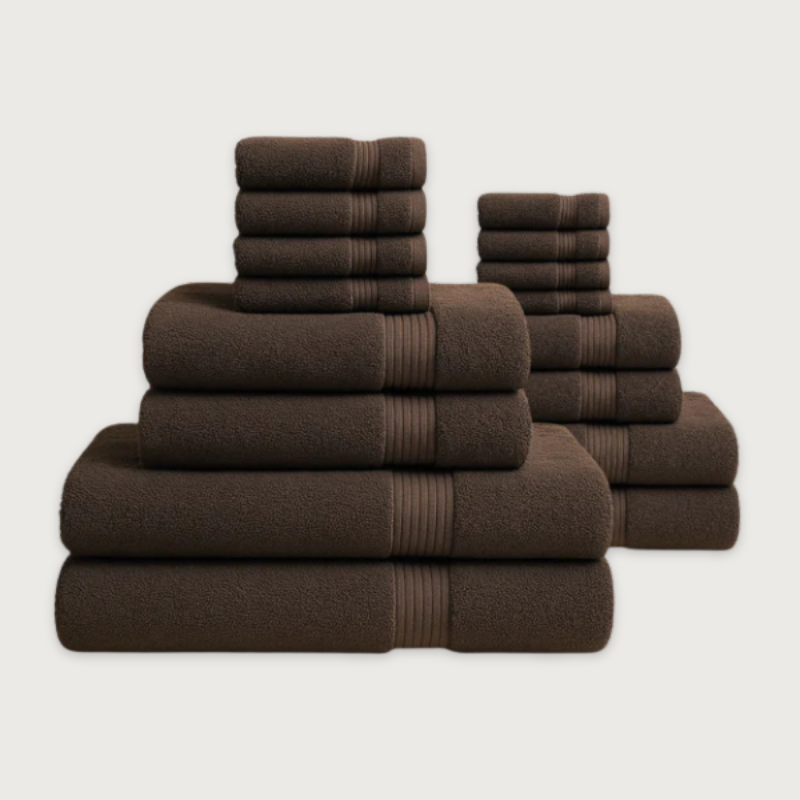 Brun Espresso Bade-Set — 800 GSM (16-teilig)