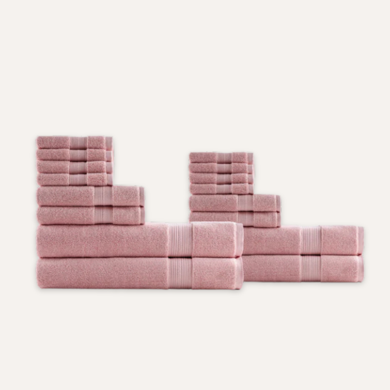 Rose Corail Familien-Bade-Set — 600 GSM (16-teilig)