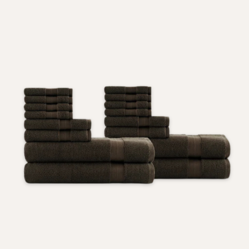 Brun Espresso Familien-Bade-Set — 600 GSM (16-teilig)