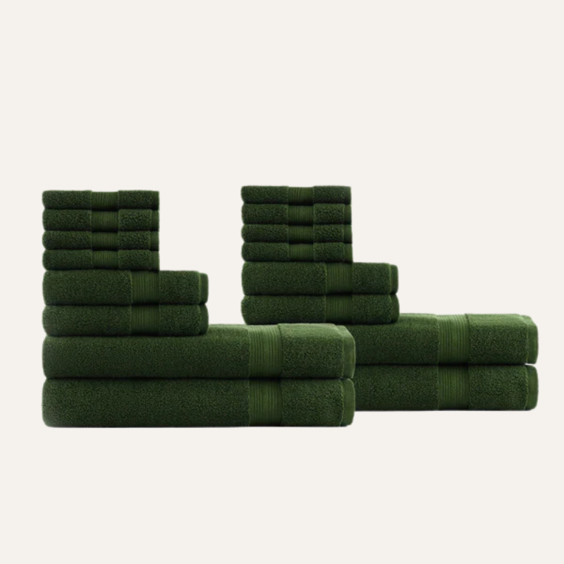Vert Olive Familien-Bade-Set — 600 GSM (16-teilig)